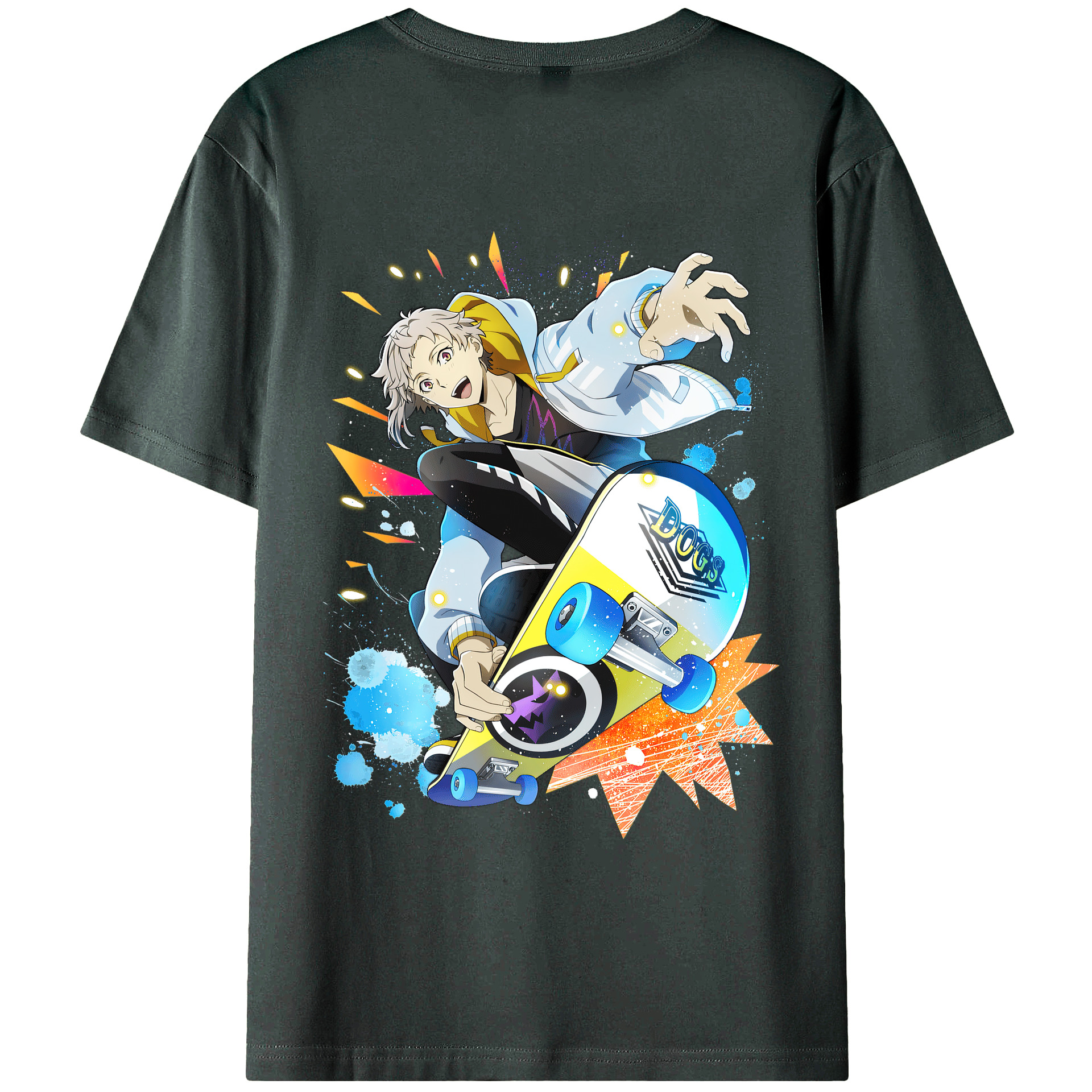 （画像用） 文豪ストレイドッグス Bungo Stray Dogs 綿100％ メンズ半袖Tシャツ（バックプリント） 通気性